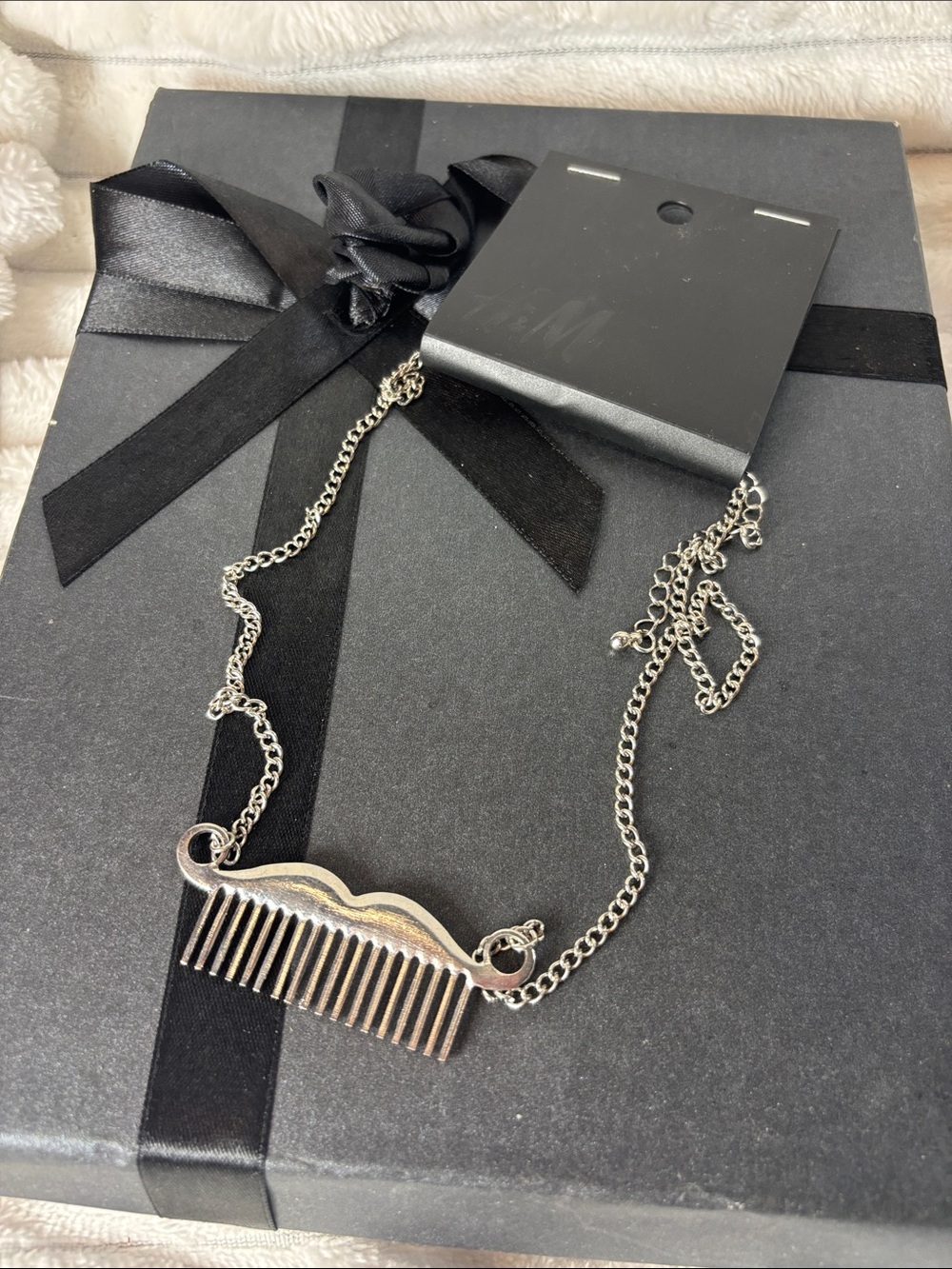 H & M Silver Comb Pendant Necklace - Women Accessories
